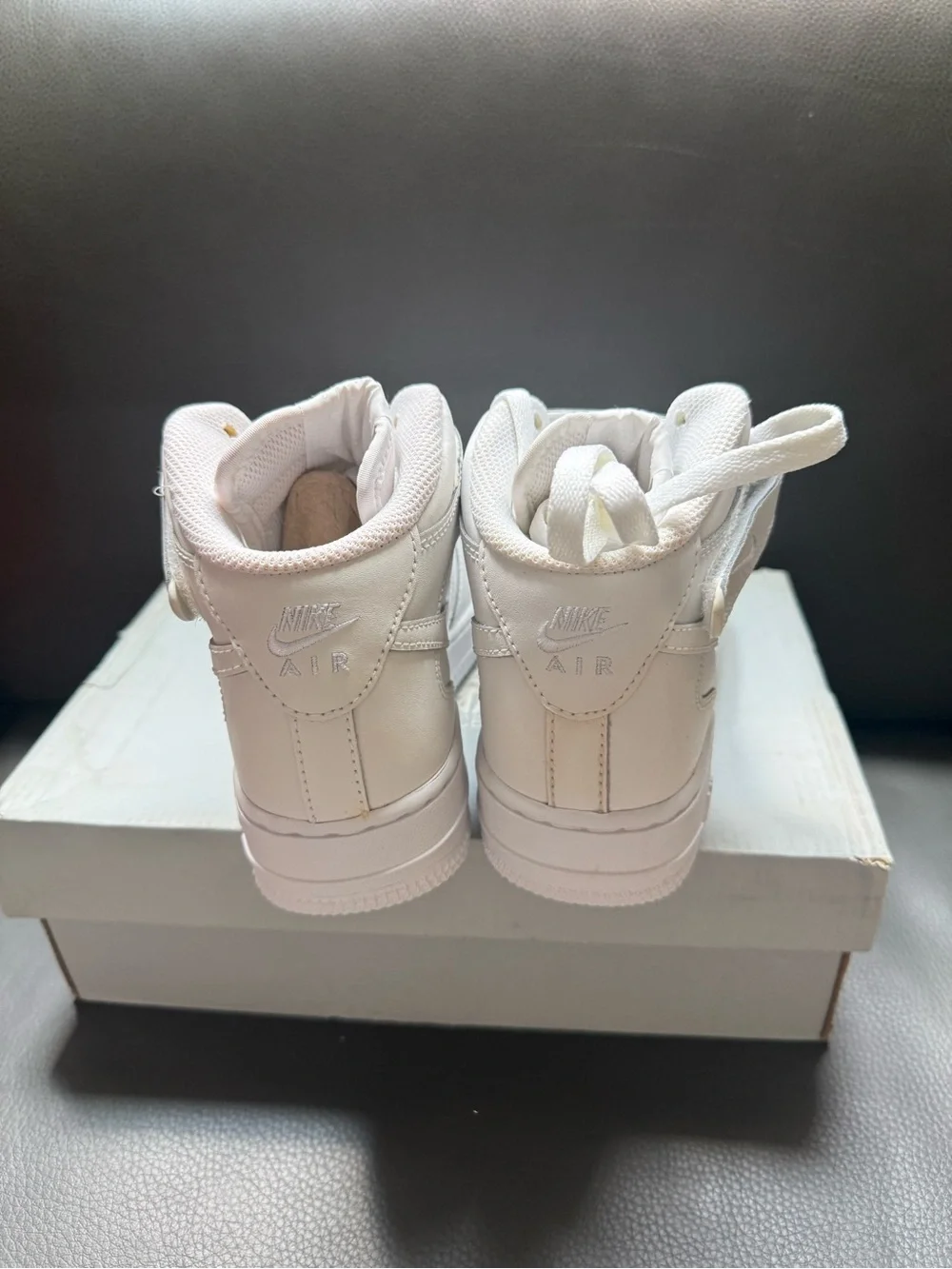 Nike Air Force MID (GS) Sneakers 314195 113 White/White/White Kids Size 3.5Y New